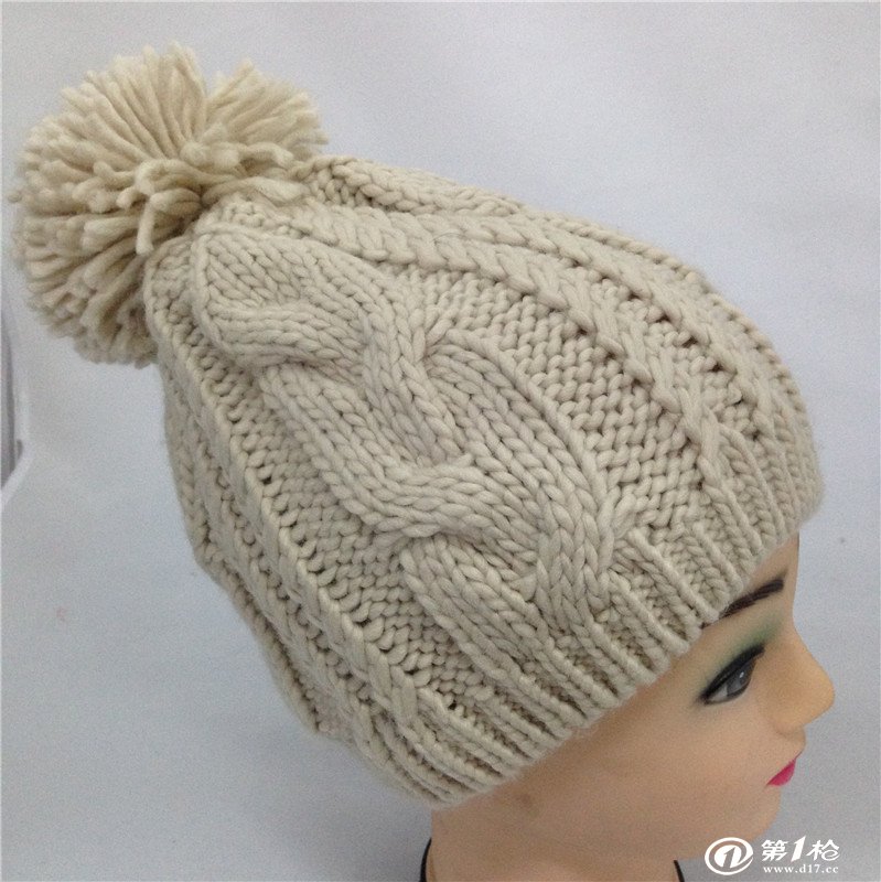 冰岛毛纯手工编织粗毛线帽子 菠萝帽 女士保暖
