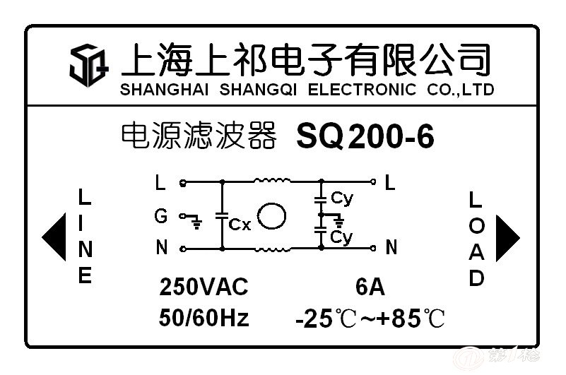 交流单相电源滤波器sq200-6